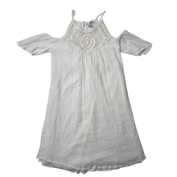 Speechless Women's White Short Cold Shoulder Dress Crochet Detail Size S Boho - Picture 1 of 12